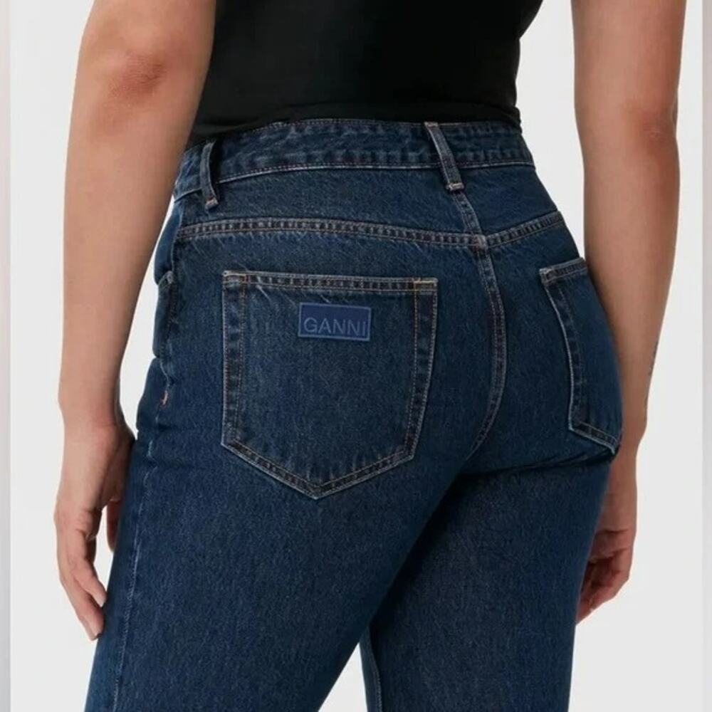 GANNI Betzy Slim Flare Jeans 26W x 32L Dark Blue Organic Cotton
